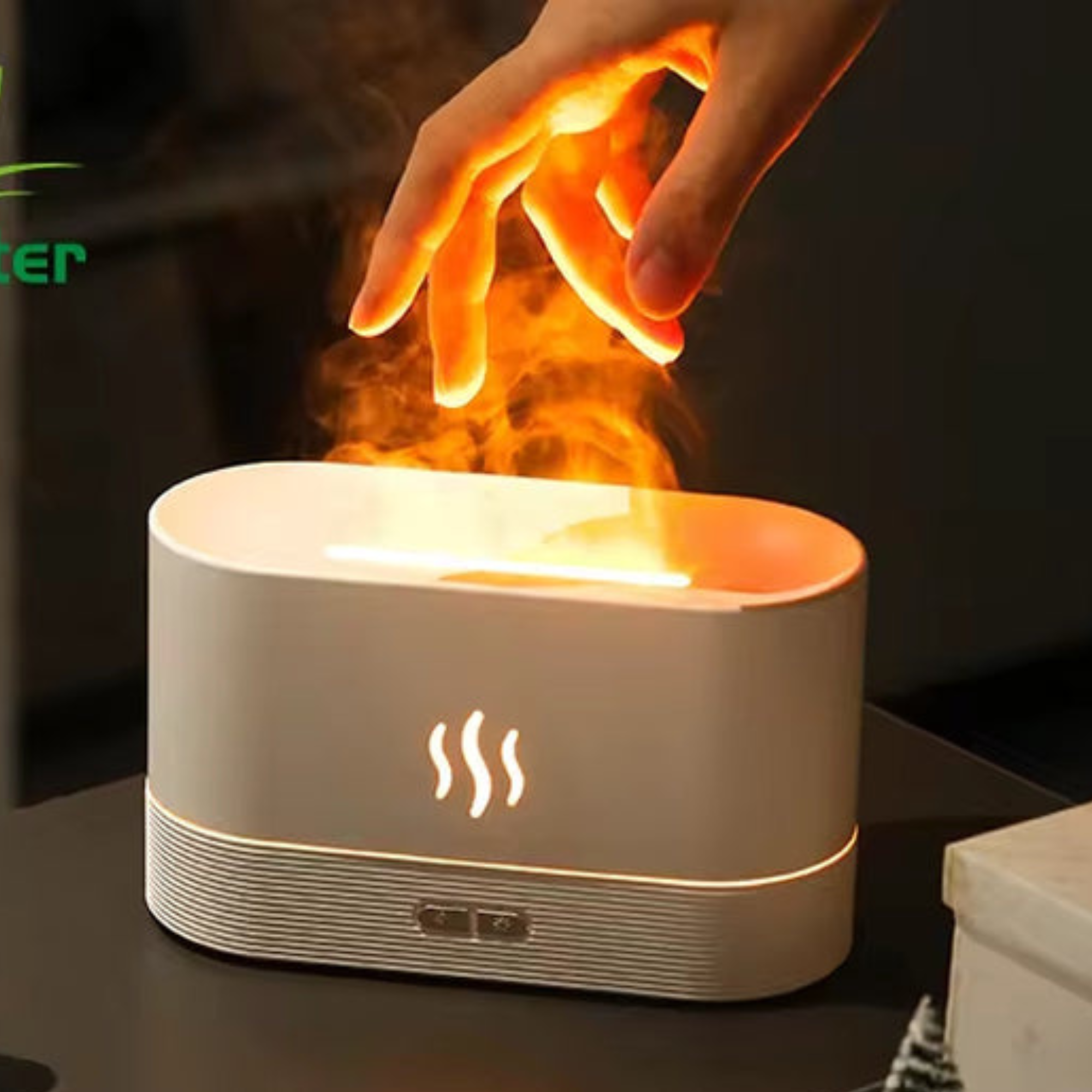 Flame LED ultrasonic aroma diffuser with cool mist and essential oil function