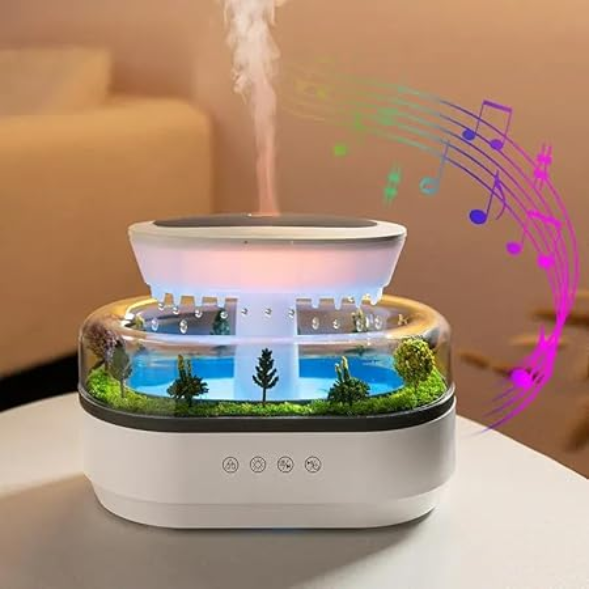 Rain Cloud Aroma Diffuser Small Air Humidifiers Water Drip Micro Landscape Essential Oils Ultrasonic Diffuser with 7 Night Light