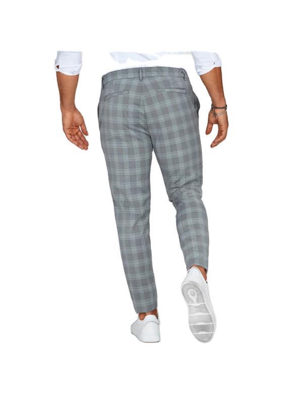 Plaid Print Pants Men's Casual Trousers Loose And Thin