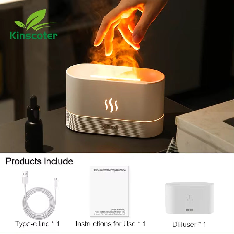 Flame LED ultrasonic aroma diffuser with cool mist and essential oil function