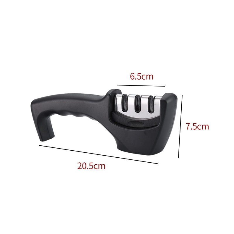 Handheld Knife Sharpener - 3 Stages Quick Sharpening Tool with Non-slip Base - Kitchen Knives Accessory