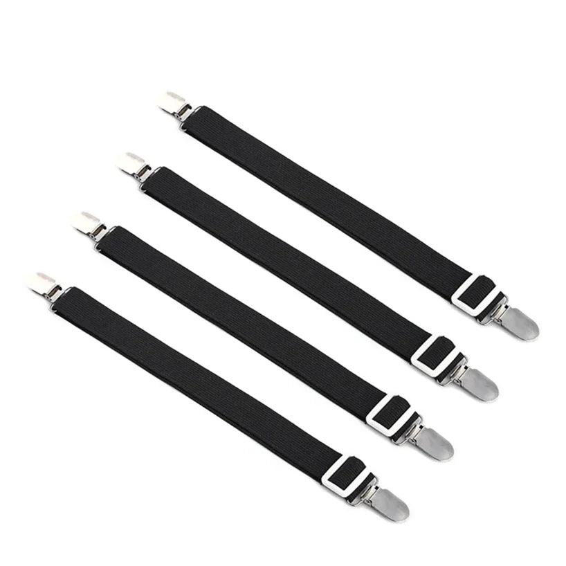 4Pcs Adjustable Bed Sheet Fasteners Straps Elastic Mattress Cover Corner Holder Clip Grippers Suspender Cord Hook Loop Clasps
