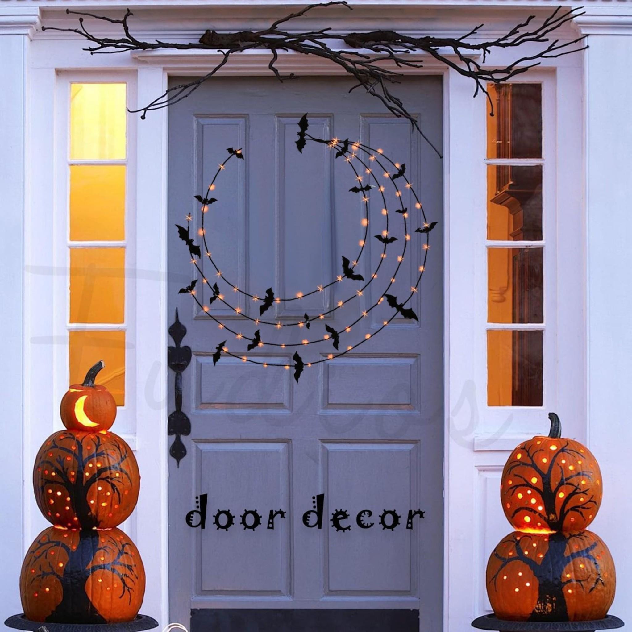 Lighted Halloween Garland, 6FT Bat Decor, Orange LED Lights, Timer