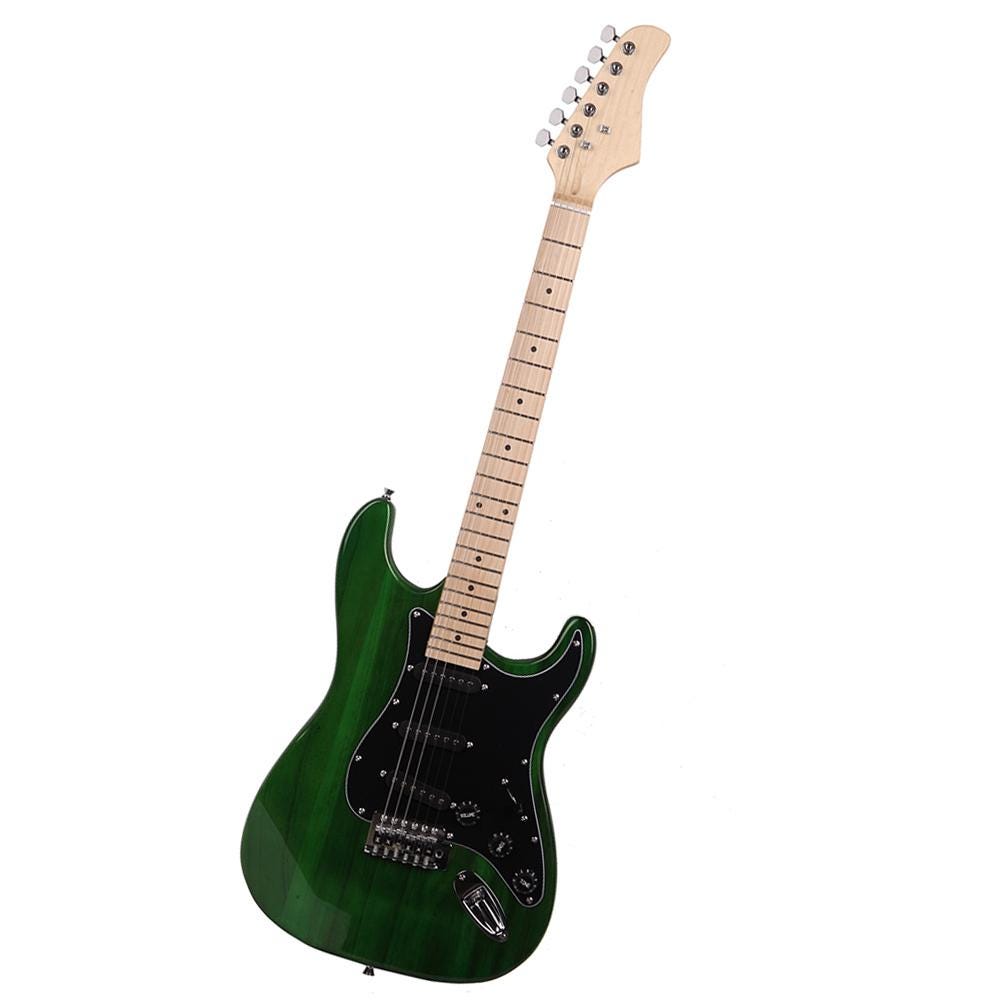 Green Electric Guitar Kit, Basswood Body, Amplifier & Accessories