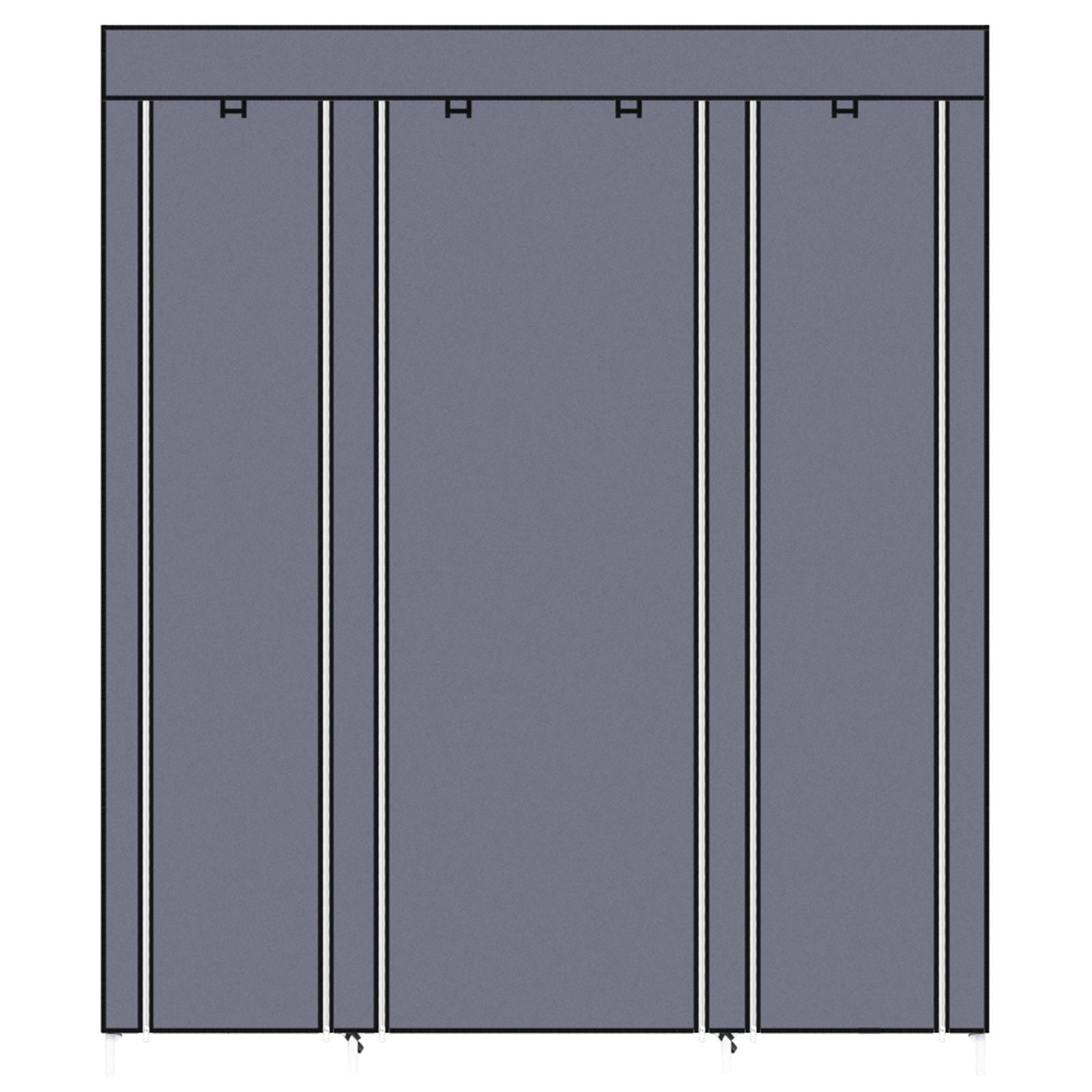 Portable Clothes Closet: 69" Gray Non-Woven Fabric Wardrobe Organizer