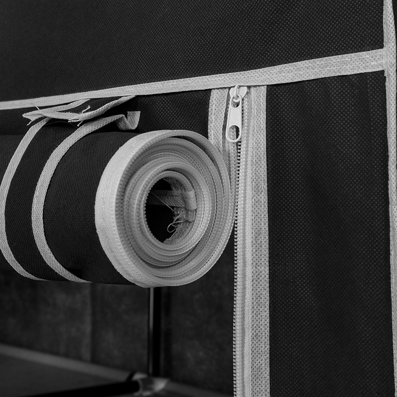 64" Portable Clothes Closet Wardrobe Storage Organizer Non-Woven Fabric Black Home Closet Shelves Dustproof Easy Assembly