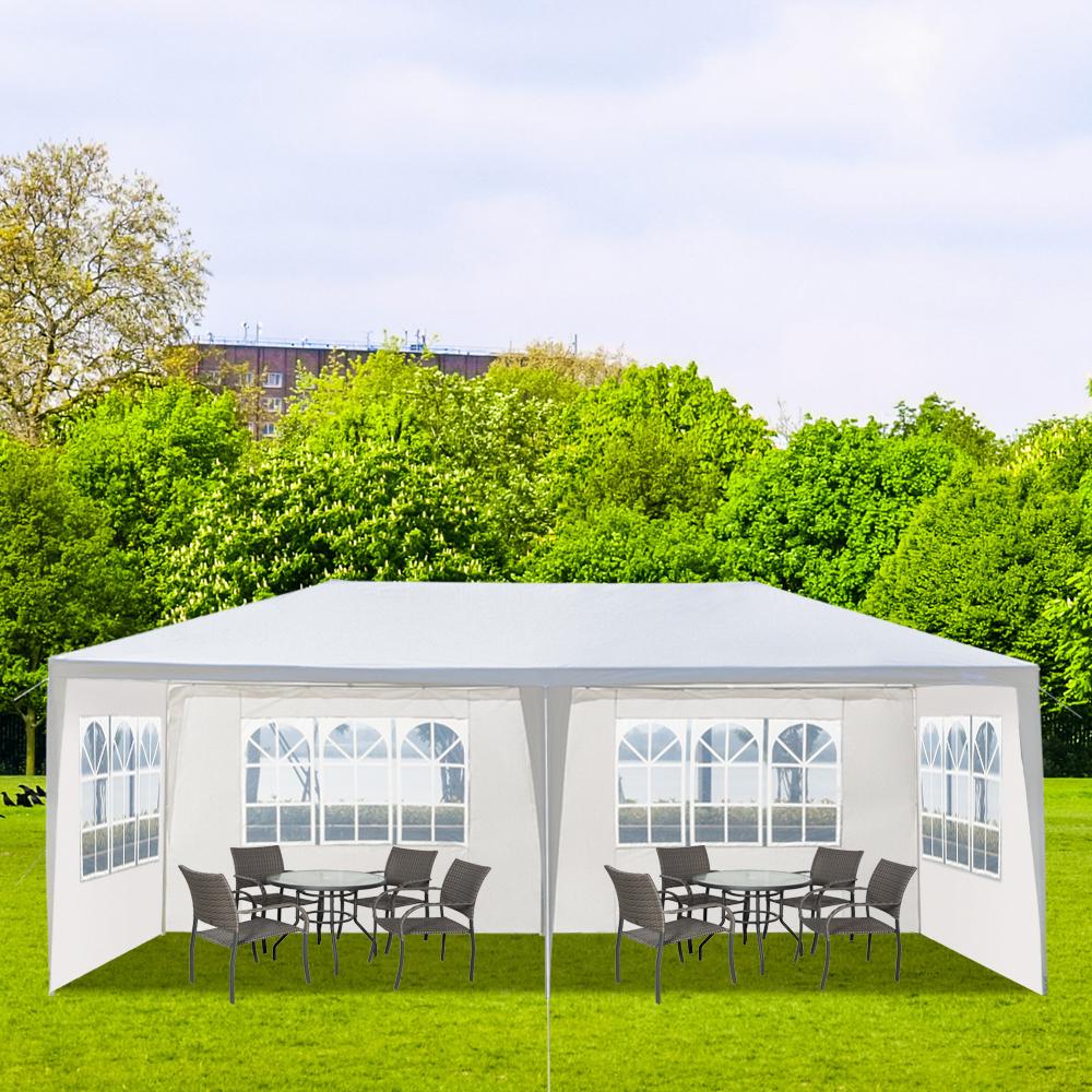 10x20 Outdoor Party Tent White Waterproof Gazebo Canopy with 4 Sidewalls Wedding Event Patio Shelter Backyard Pavilion