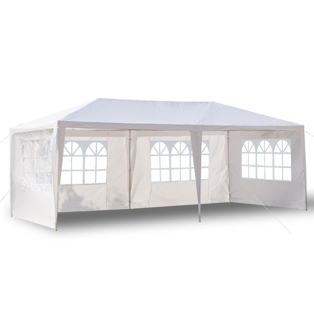 10x20 Outdoor Party Tent White Waterproof Gazebo Canopy with 4 Sidewalls Wedding Event Patio Shelter Backyard Pavilion