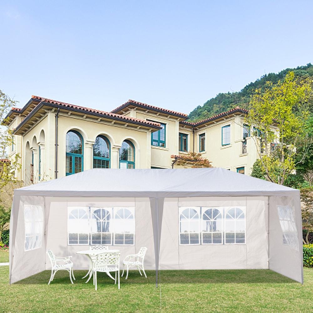 10x20 Outdoor Party Tent White Waterproof Gazebo Canopy with 4 Sidewalls Wedding Event Patio Shelter Backyard Pavilion