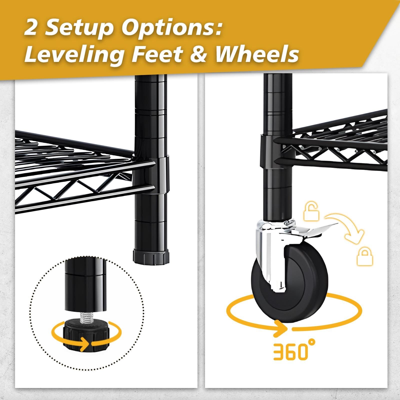 Heavy Duty 5-Tier Metal Storage Shelves | Rolling Garage Shelving Unit