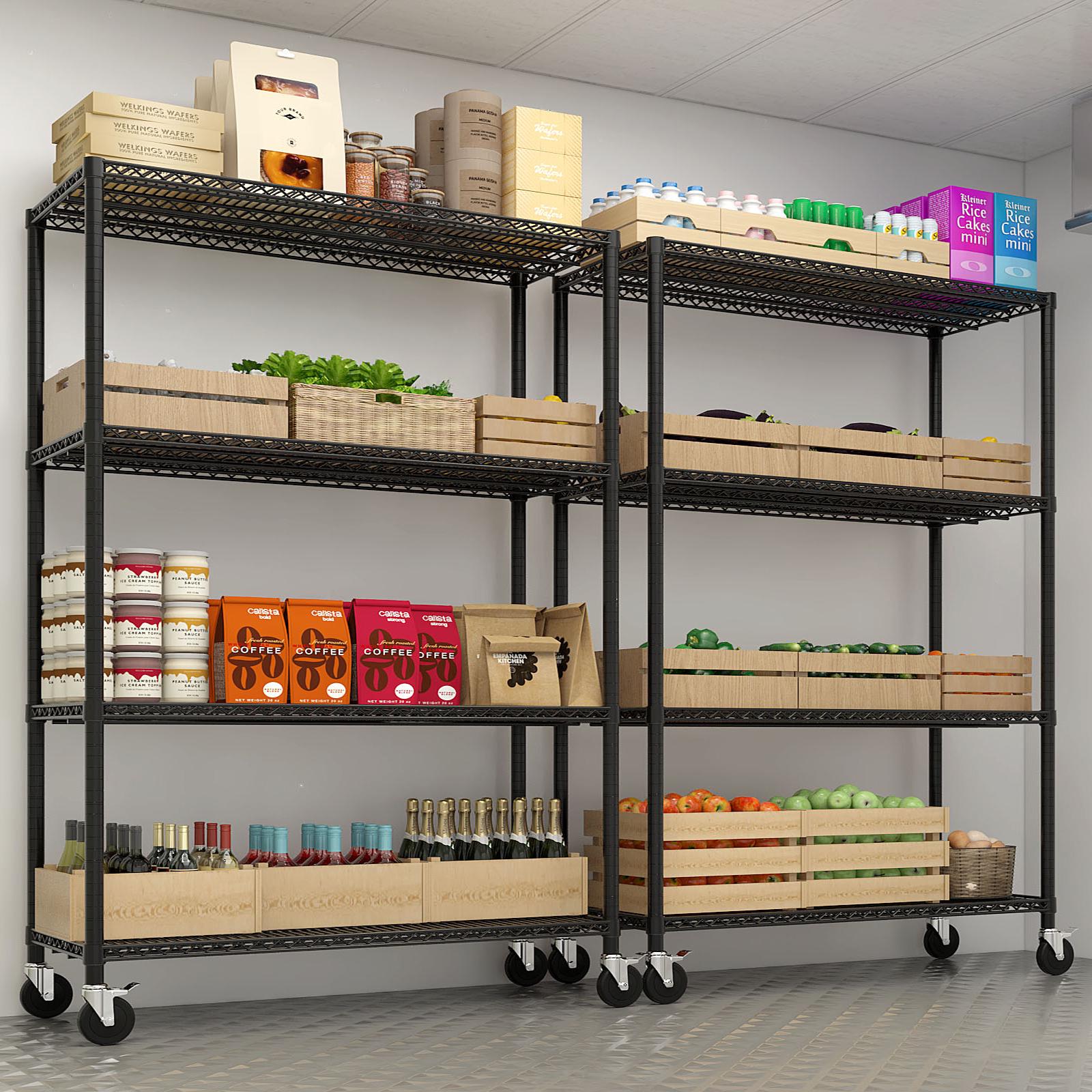 Heavy Duty 5-Tier Metal Storage Shelves | Rolling Garage Shelving Unit