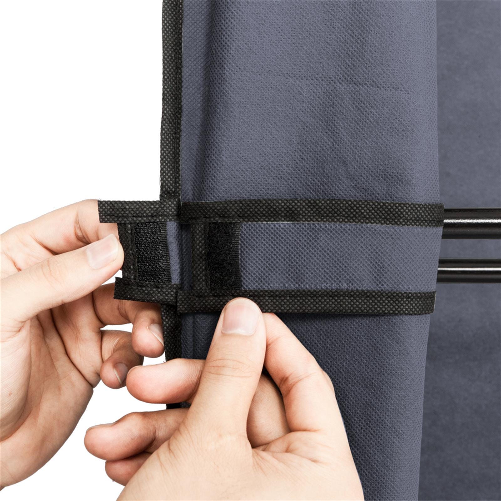 71" Portable Closet Wardrobe Organizer with Shelves, Gray Fabric Clothes Storage Rack