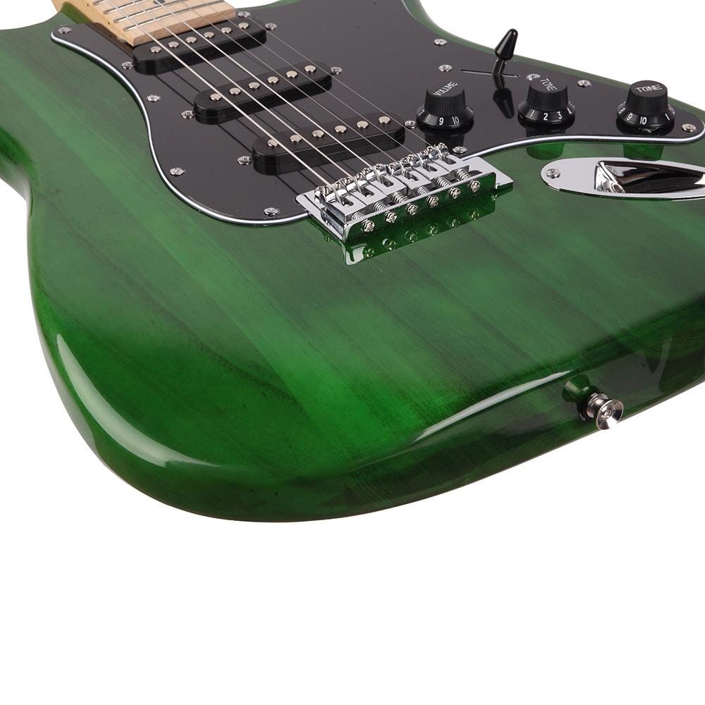 Green Electric Guitar Kit, Basswood Body, Amplifier & Accessories