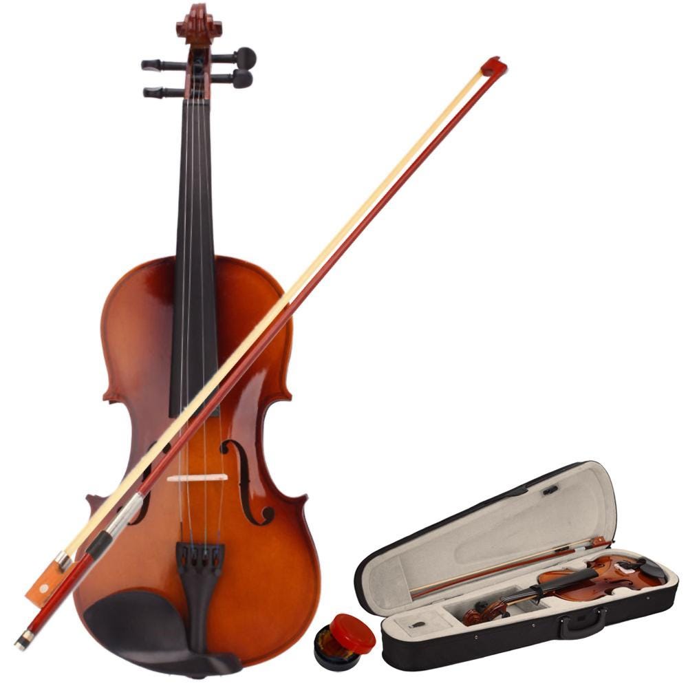 Acoustic Violin Full Size Set: Basswood, Bow, Case & Rosin