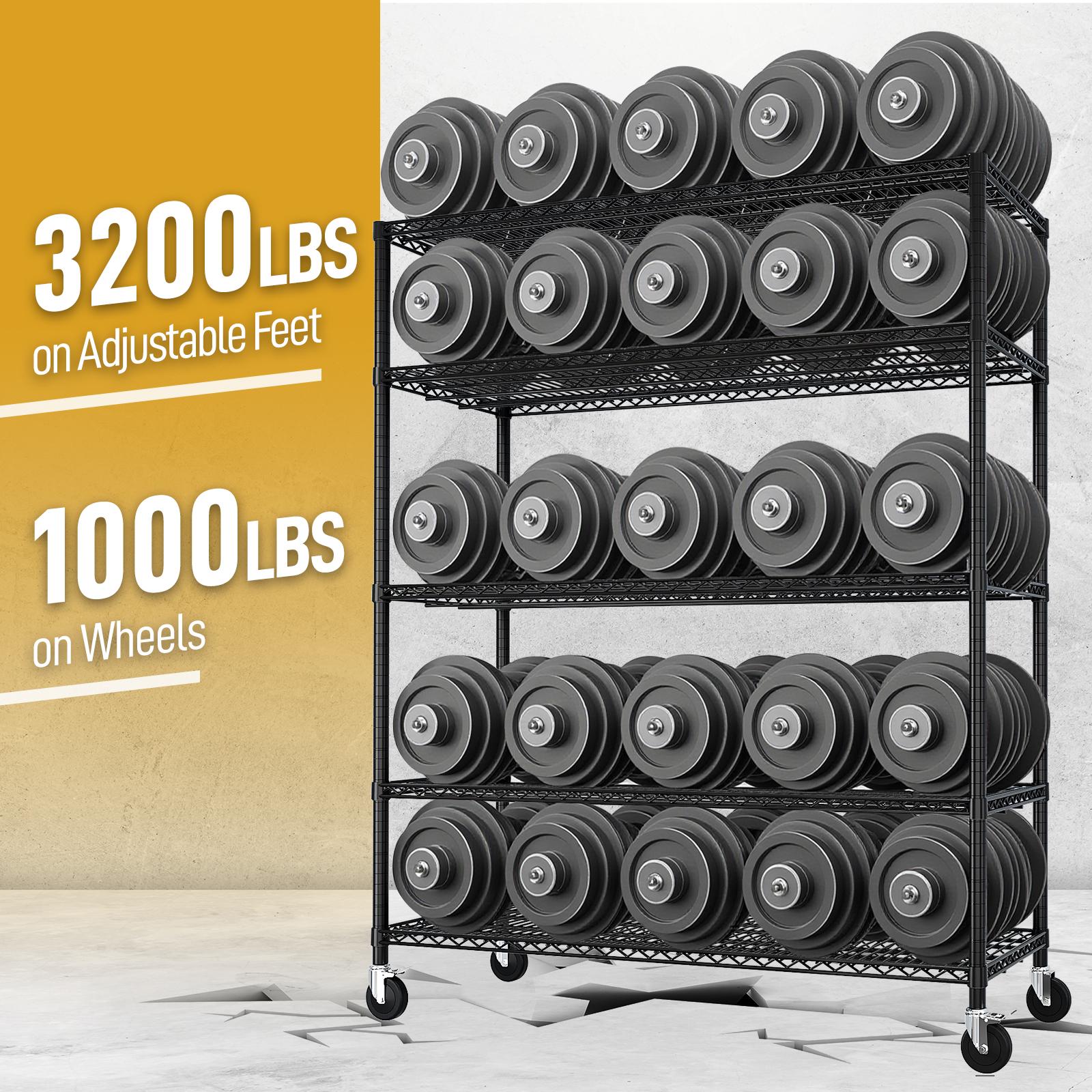 Heavy Duty 5-Tier Metal Storage Shelves | Rolling Garage Shelving Unit