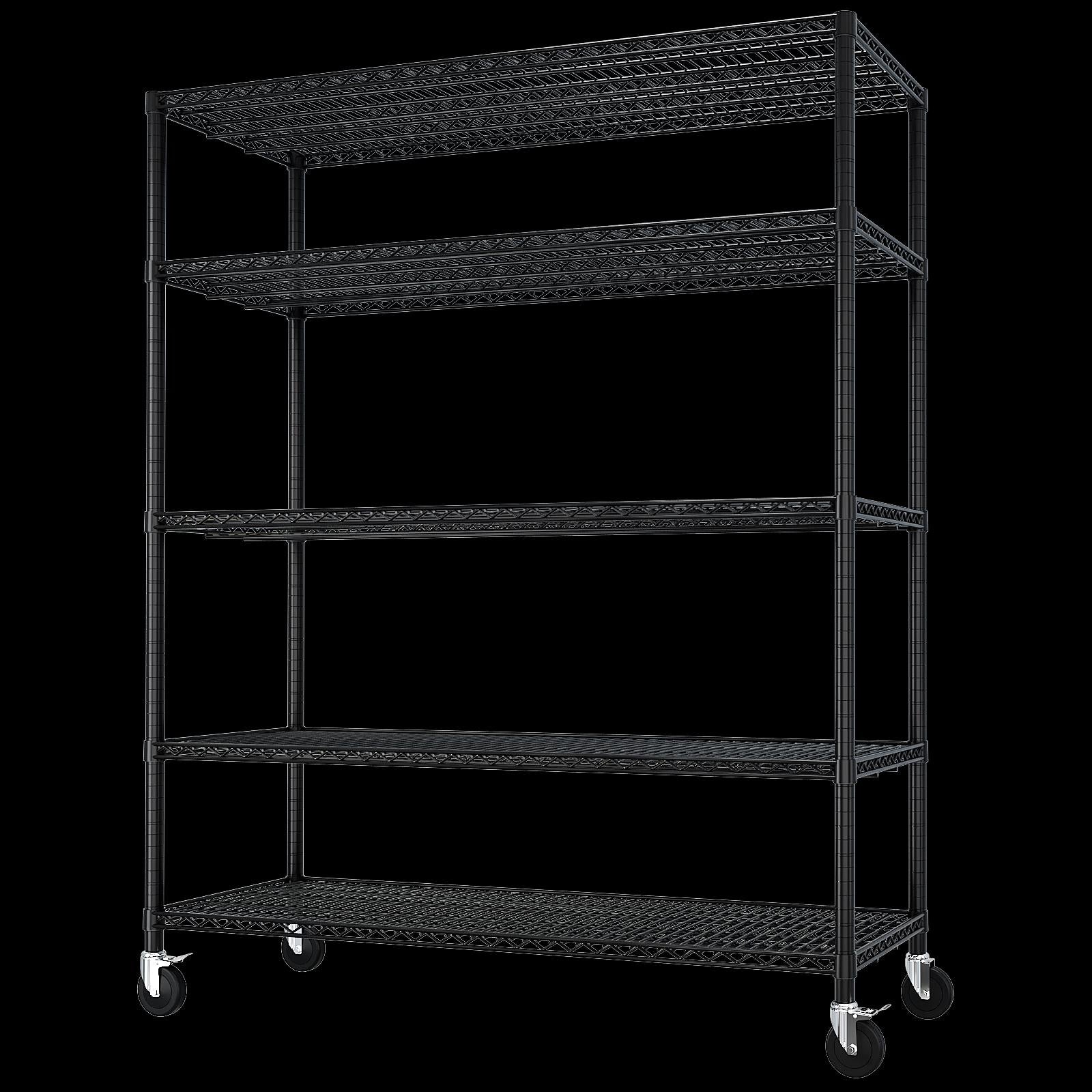 Heavy Duty 5-Tier Metal Storage Shelves | Rolling Garage Shelving Unit