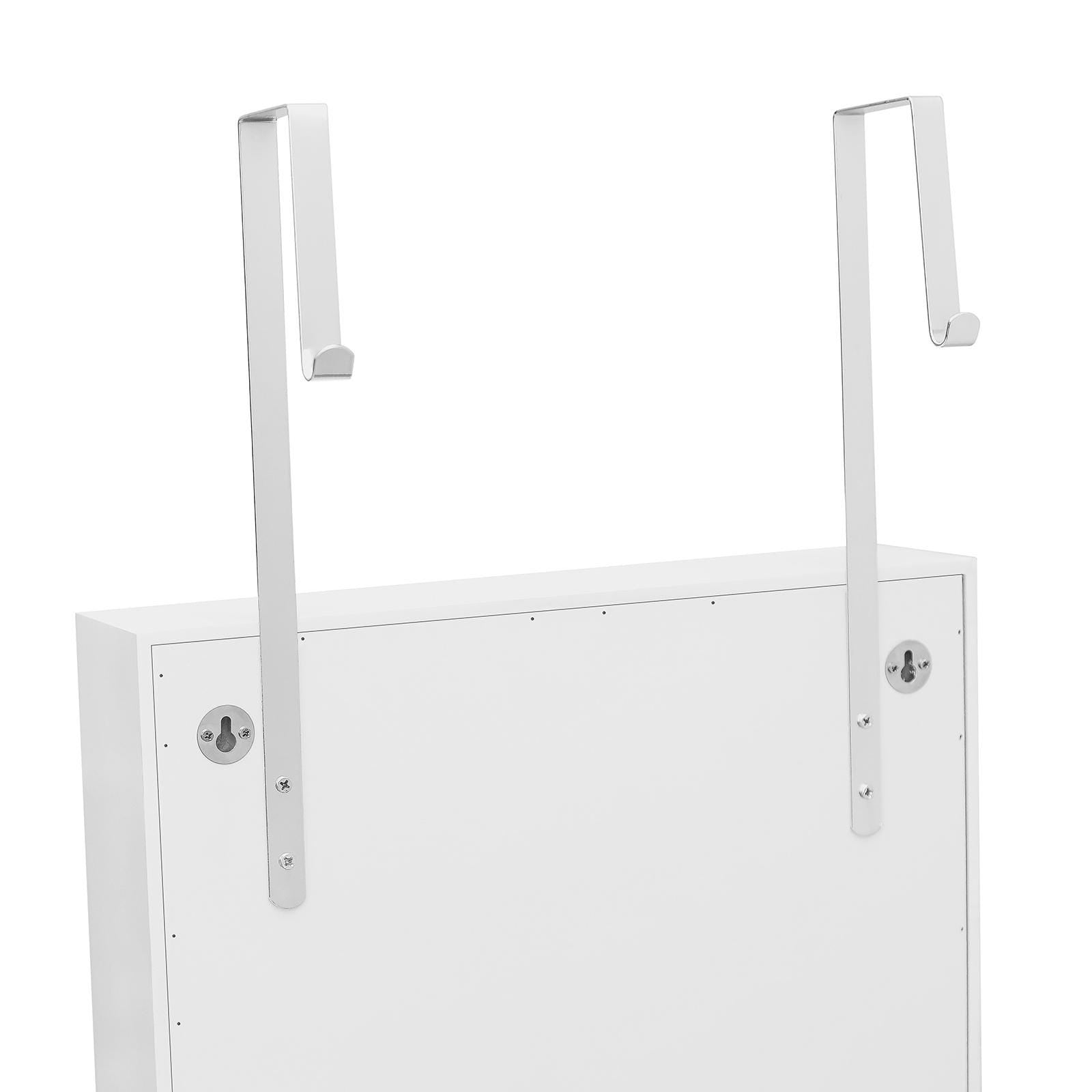 Wall Hanging Jewelry Mirror Cabinet with Lock | Full-Length PVC Film Door Jewelry Organizer, Velvet Lining & Hooks for Women