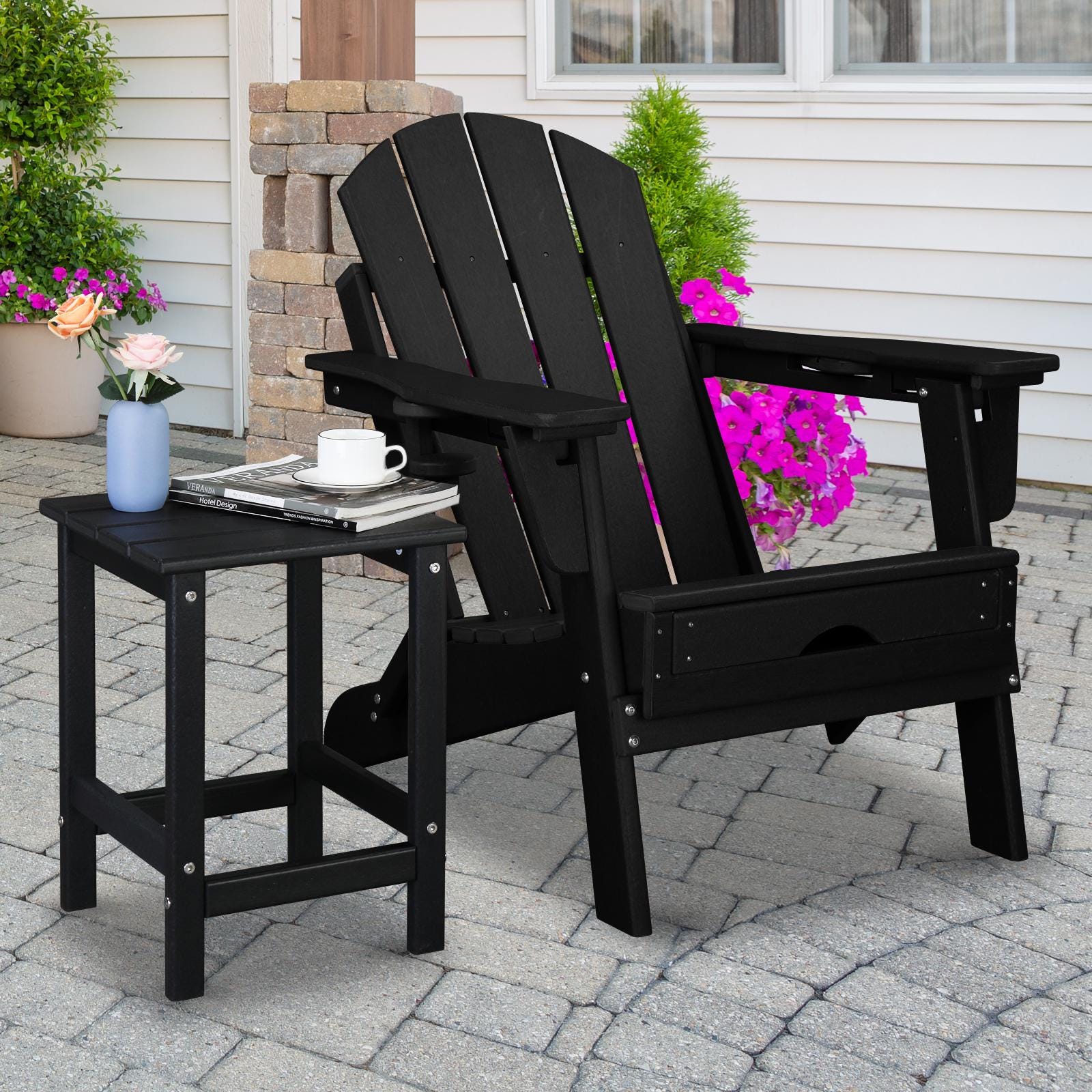 36×36×47cm HDPE Side Table | Black Single Layer Square Table, Bedroom, Living Room, Office, Guest Room, Bathroom, Modern Design