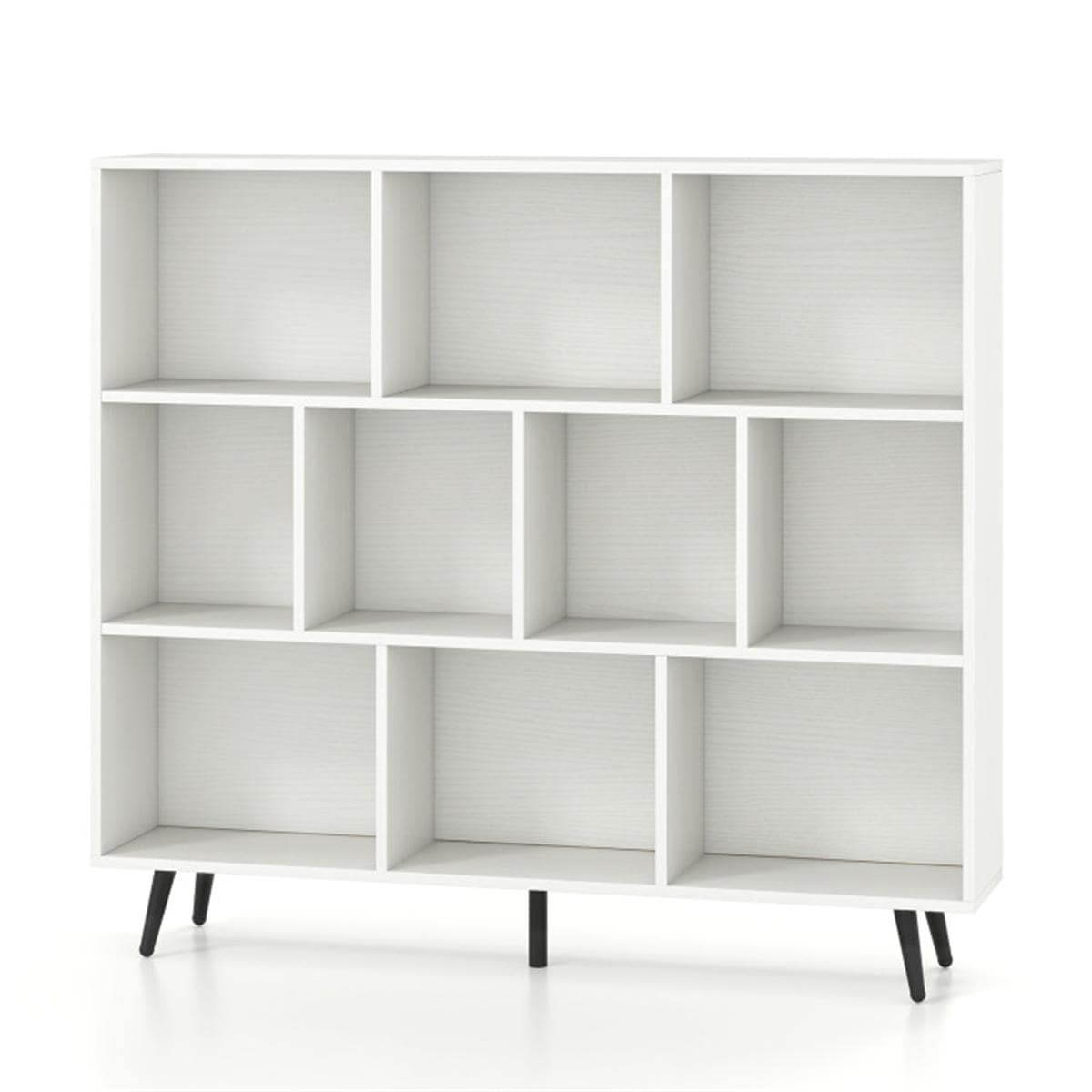 10 Cube Bookcase 3-Tier Modern Storage Organizer with Metal Legs | Bookshelves for Home, Office, Living Room, Kids Room
