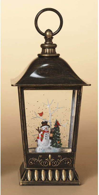 11-Inch Lighted Christmas Water Lantern with Snowman Figurine – Decorative Holiday Snow Globe Decoration – Light up Hanging or Tabletop Home Decor